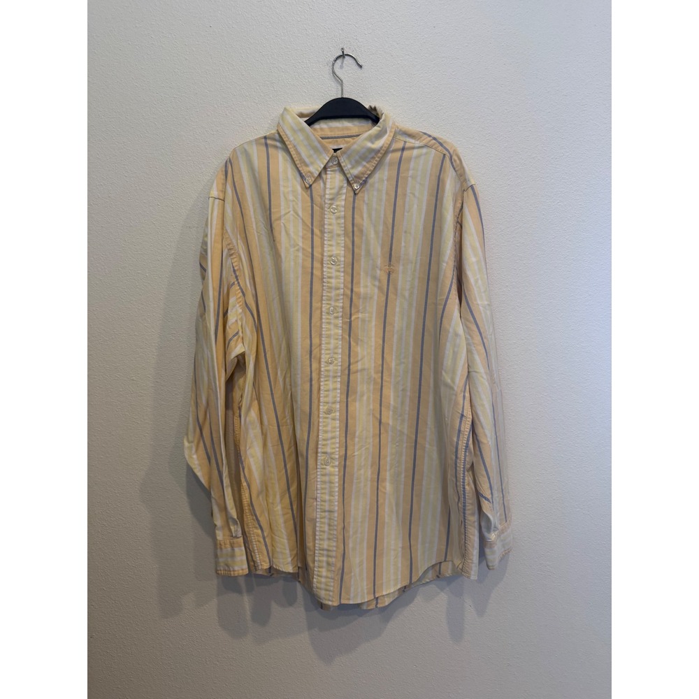 Brooks Brothers Mens XL Supima Cotton Striped Button Down Oxford Shirt Yellow